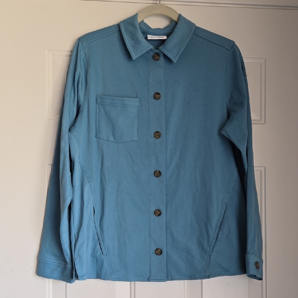 D&Co. Denim + Company Teal Button-Up Utility Jacket Size Medium
